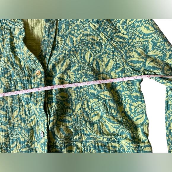 Soft Surroundings Womens/Teen Jodi Gauze Floral Shirt Jacket Small Green Shaket - Picture 3 of 9
